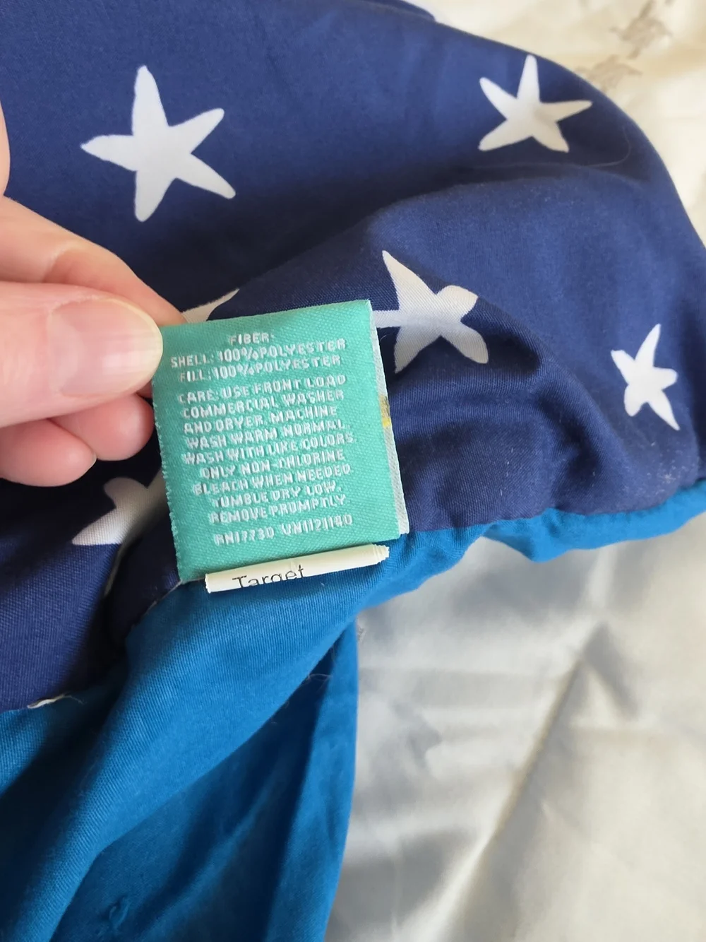 Star Print Blue Twin Comforter with Solid Teal Reverse